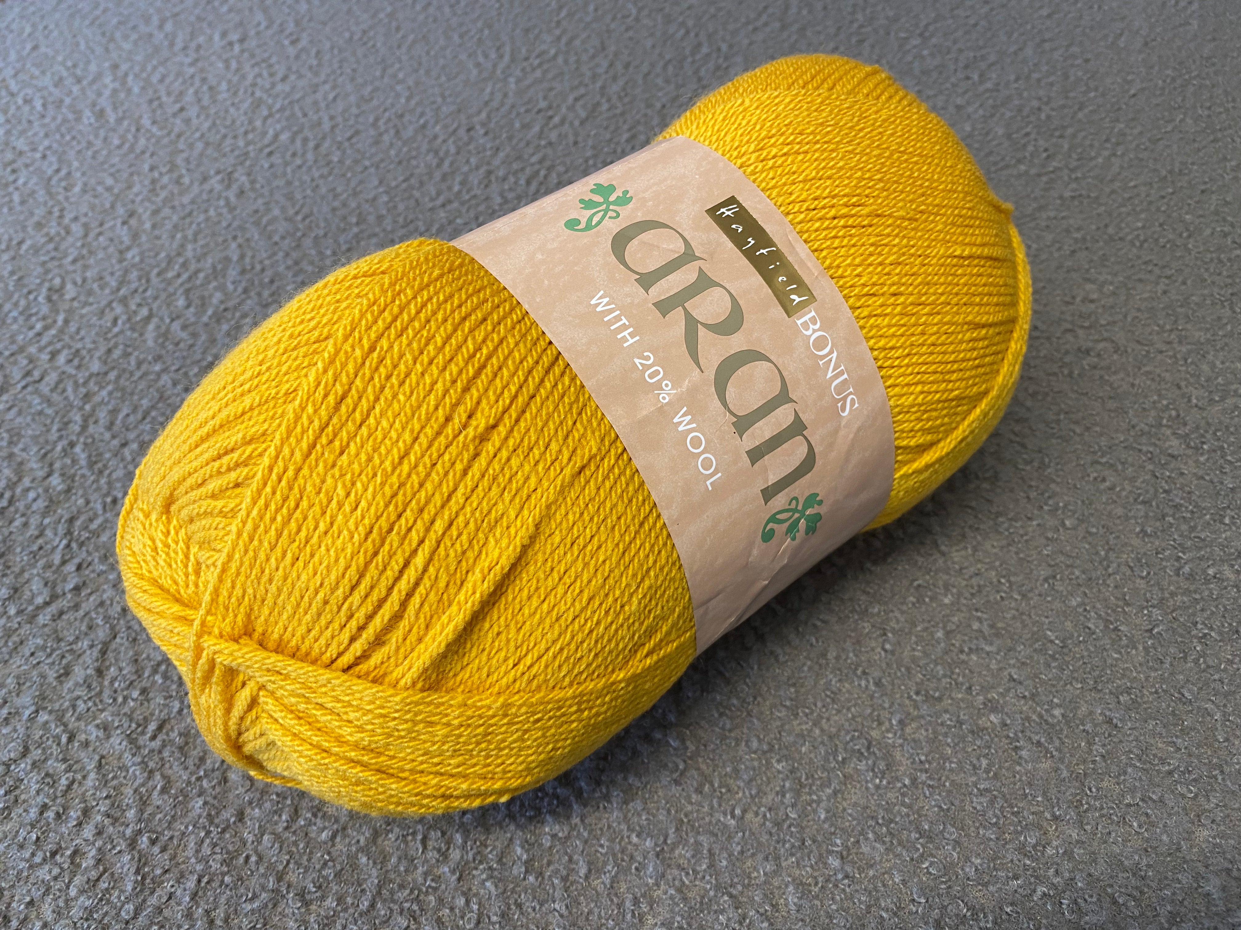 Aran Yarn: Mustard Hayfield Bonus Aran With Wool. 400g Ball of