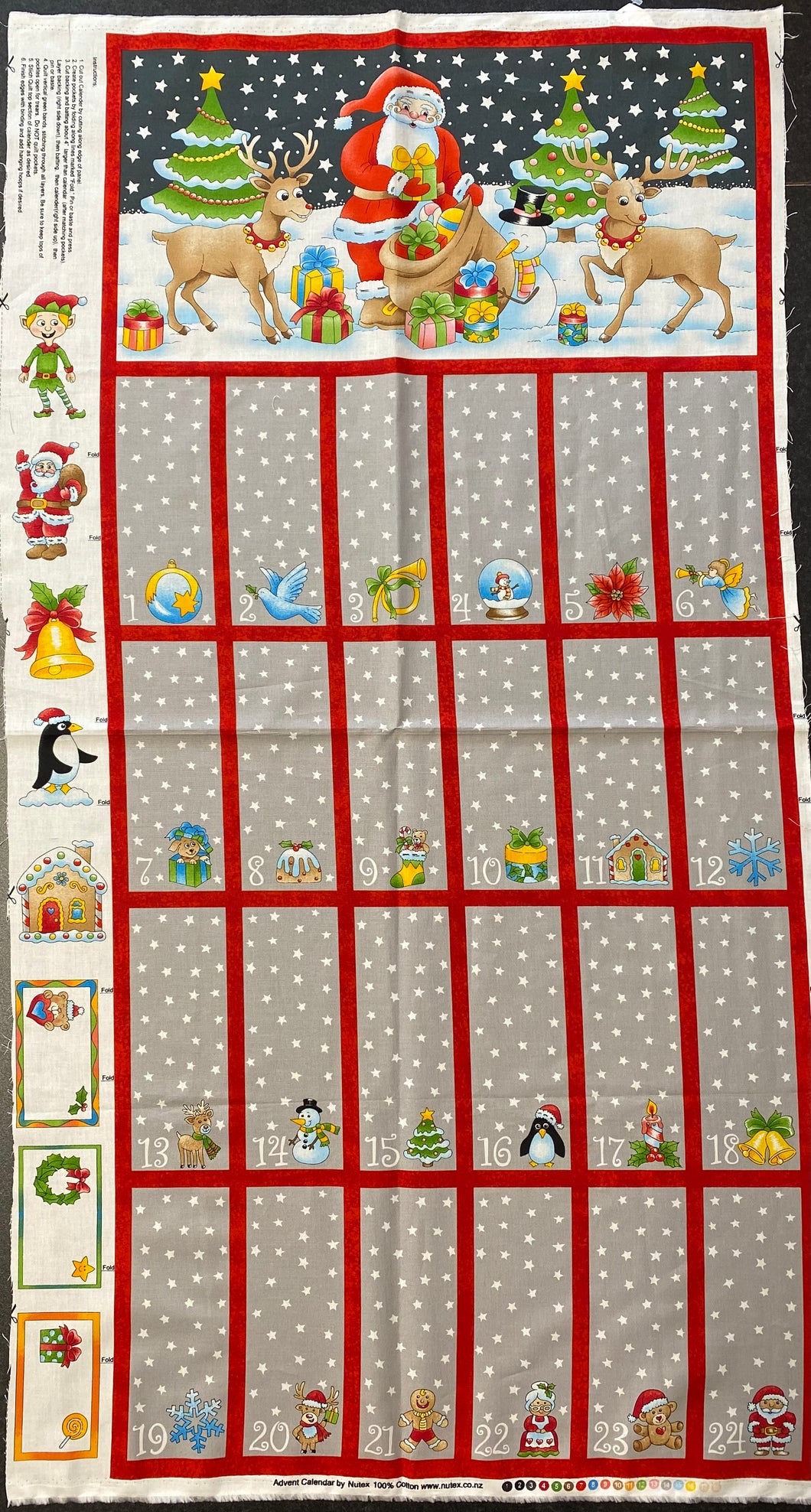 Christmas Advent Calendar Panel -Santa and Reindeers