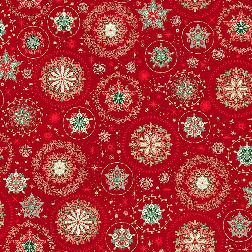 Christmas Snow Crystal Fabric